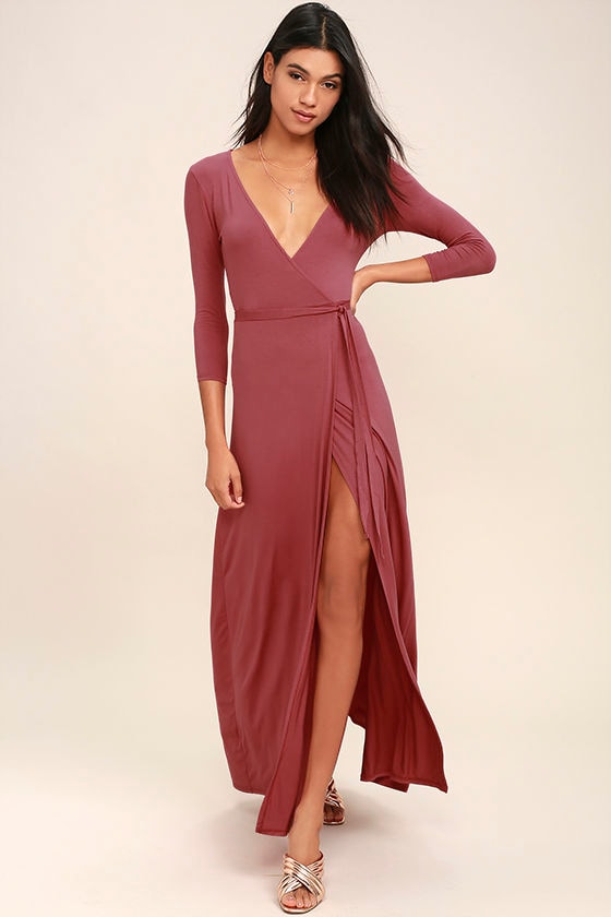 Lovely Rusty Rose Maxi Dress - Wrap Dress - Wrap Maxi Dress - $68.00 - Lulus